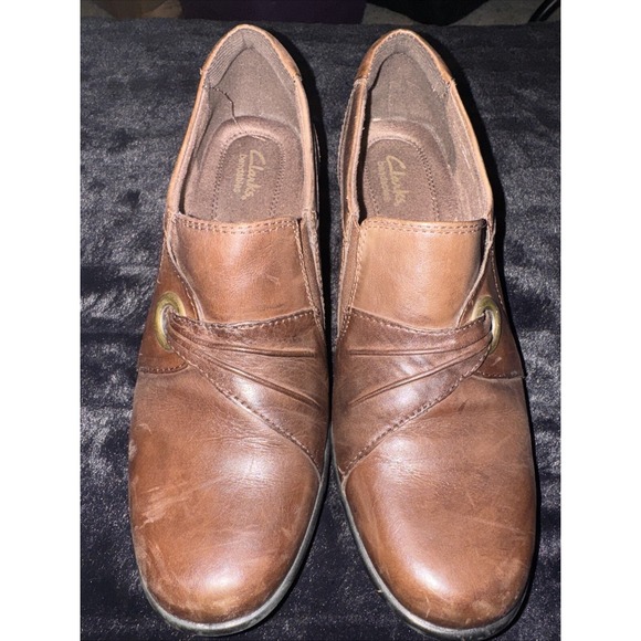 Women's Beauty by Clarks Bendables Brown‎ Leather Comfort Cushion Shoes Size 9M - Picture 1 of 7